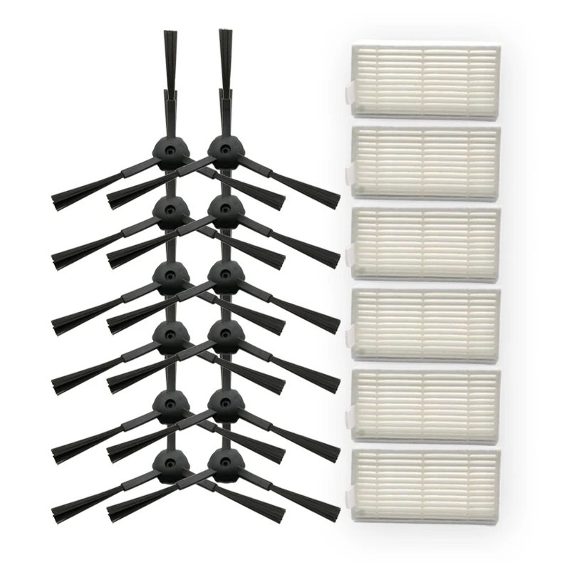 18 шт./лот(12* боковая щетка+ 6* Hepa фильтр) для Kitfort KT-518 kt 518 Запчасти для робота-пылесоса аксессуары