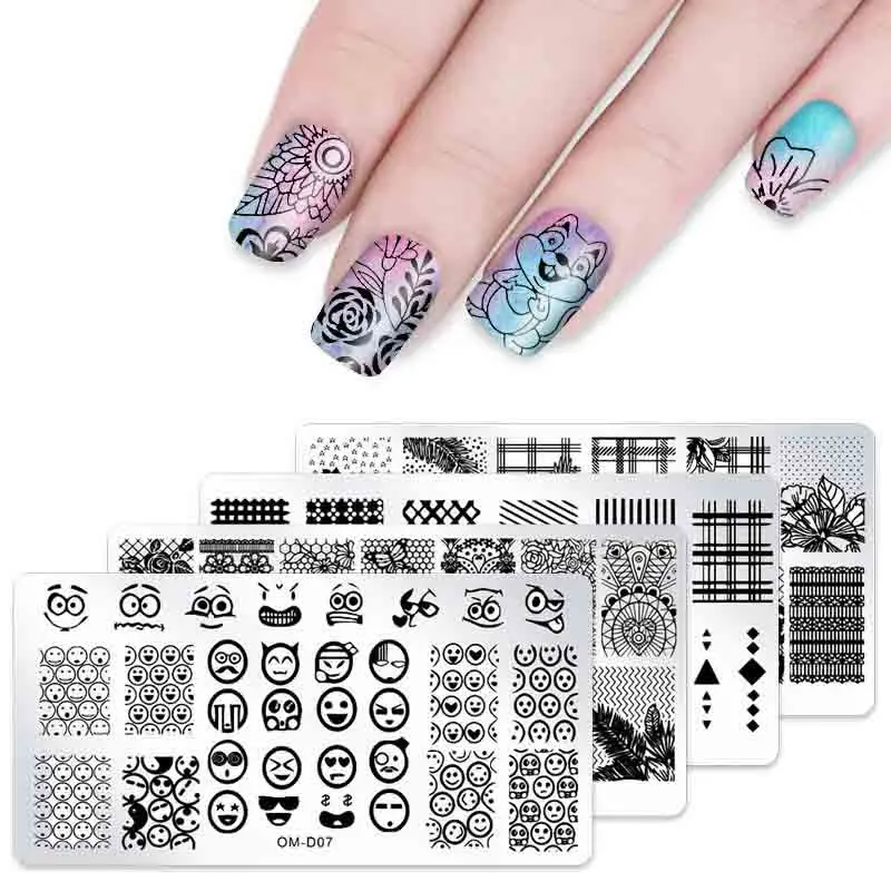 

1 pcs Flower Rectangle Nail Stamping Template Flower Animal Geometry Love Valentine's Day Nail Art Stamping Plate Polish Tool