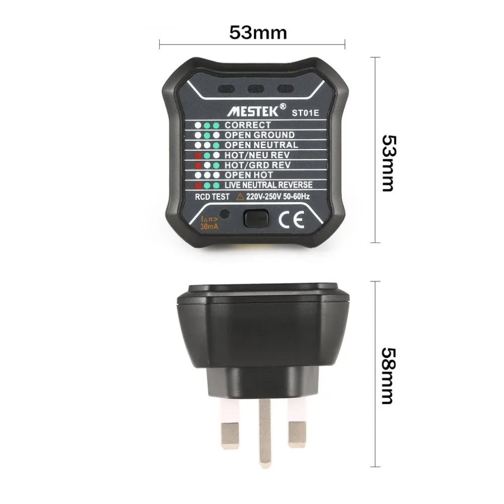 MESTEK ST01E тестер розетки схема полярности Напряжение детектор настенный выключатель Finder RCD тест 220 В~ 250 В Великобритания Plug