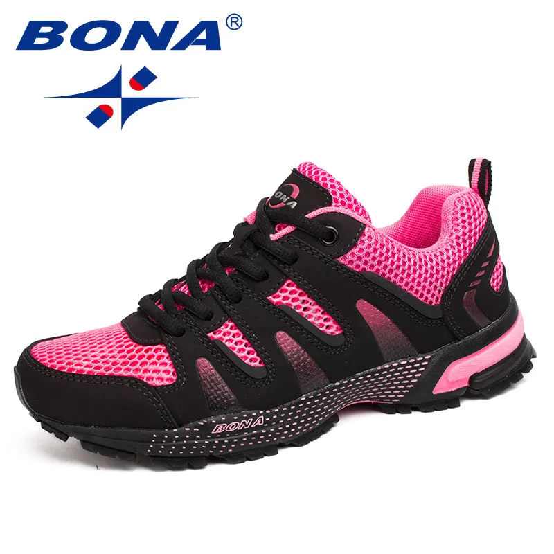 BONA/Новое поступление; классические стильные женские кроссовки для бега; удобная спортивная обувь для женщин; Быстрая - Цвет: CHARCOAL  RED