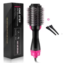 One Step Blow Dryer brush Volumizer negative ions Professional electric Hot air Brush 2 in 1 Curler and straightener iron Salon new coming hot air heating brush electric iron ceramic with double negative ions anti scald and steam hair straightener brush