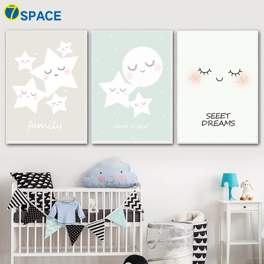

Cartoon Moon Star Wall Art Posters And Prints Canvas Painting Nordic Poster Pop Art Wall Pictures Kids Room Baby Room Home Decor