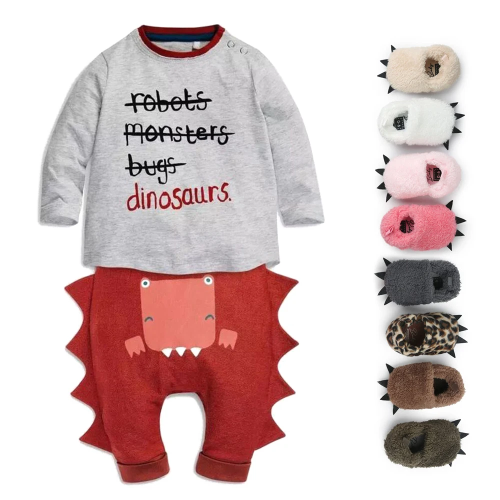 

2017 Free Gifts With The Dinosaur Modelling Design Baby Romper Unique Personality Warm Winter Baby Clothes Sets
