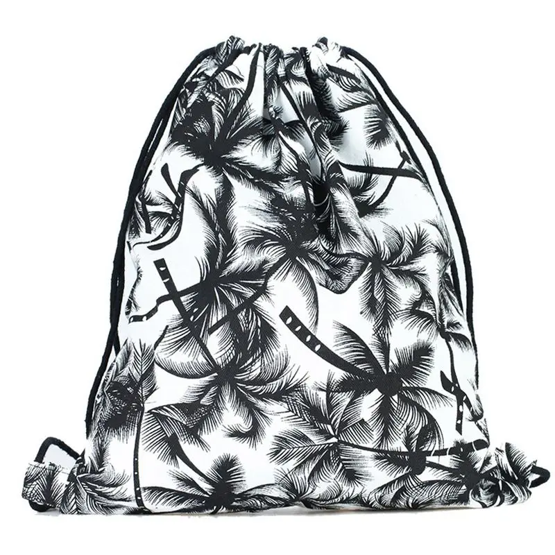 Print Drawstring Backpack Rucksack Shoulder Bags Gym Bag