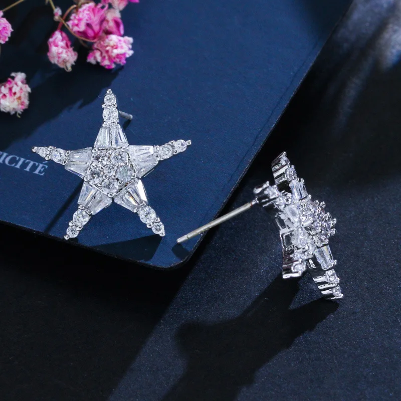 

Bilincolor Small Star Crystal Women Korean Earrings