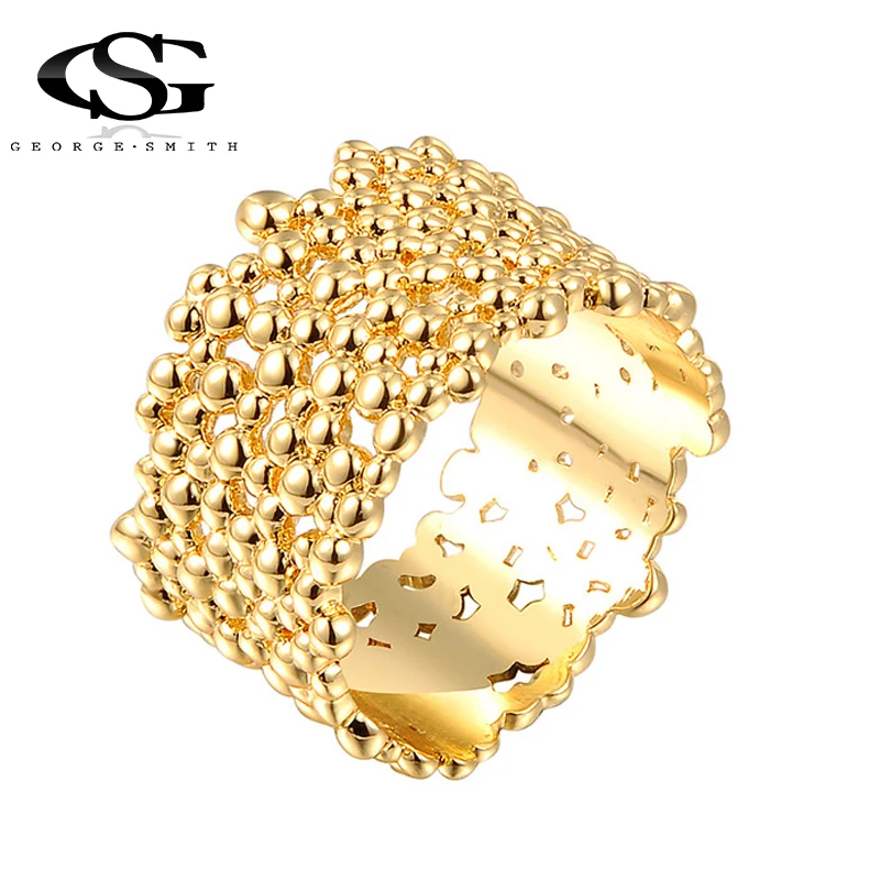 GS Fashion Hollow Big Rings for Women Gold Color Rings New Fashion Girl