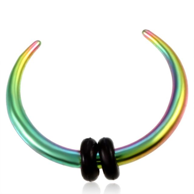 Surgical Steel Mixed Colors OX Hoop Pincher Round Tapered Septum Nose Ring Ear Cartilage Piercing Earring 14g&16g