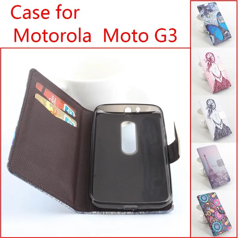 

High Quality Pattern Flip Leather Case Cover for Motorola moto G3with stand function and card slots