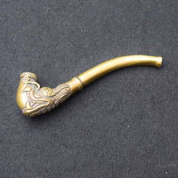 

China The Head of Old copper Dragon Pipe tobacco pot