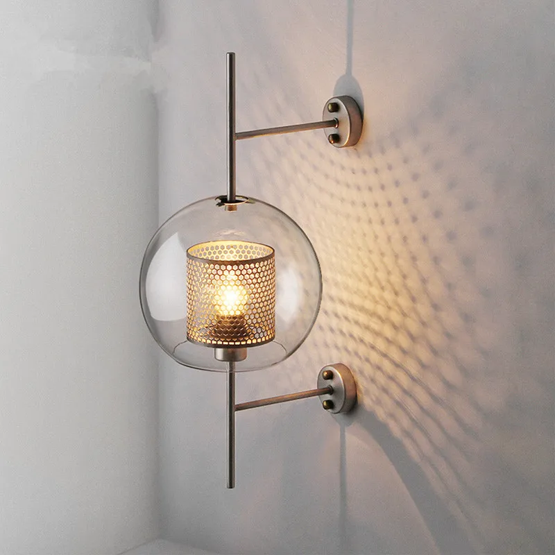 

Nordic Loft Designer Industrial Wall Light Retro Creative Concise Glass Wall Light Kitchen Restaurant Led Light Free Shipping