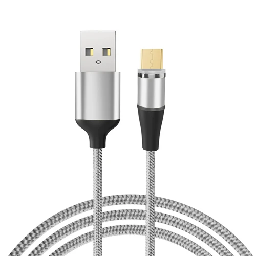 VOXLINK 1 м светодиодный магнитный USB кабель для iPhone Xs 6 7 и USB TypeC кабель и Micro USB нейлоновая оплетка для samsung Xiaomi huawei USB C - Цвет: Silver for Micro