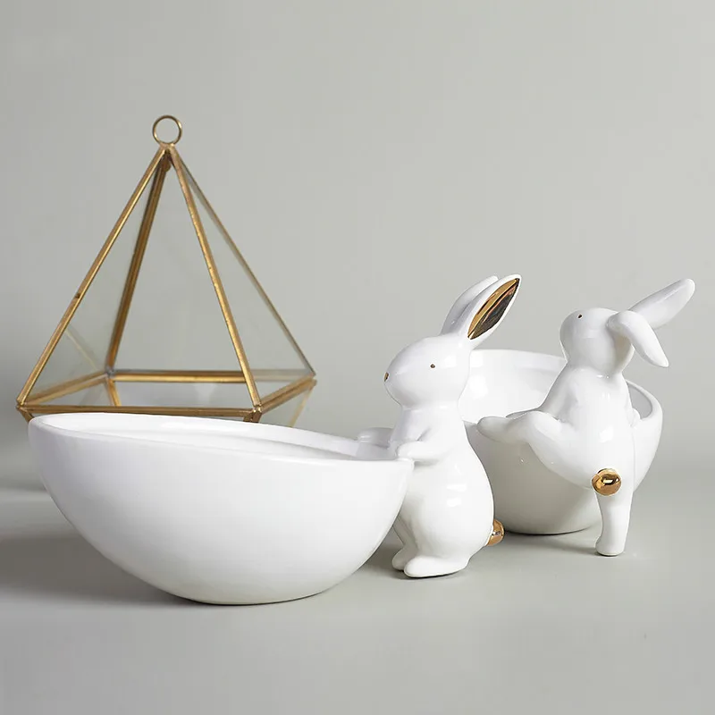 Ceramic Fruit Plate Decoration Rabbit Storage Tray Creative Snack Plate Jewelry Plate