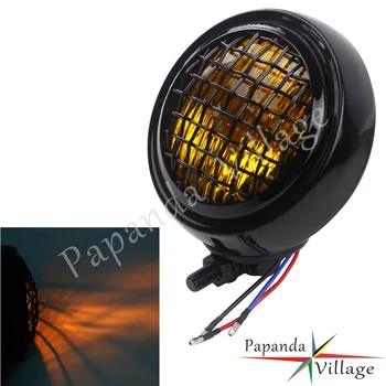 

4.5" Motorcycle Headlight Grid Side Mount Headlamp Mesh Grill Cover Mask Headlight For Harley Yamaha Suzuki Honda Cafe Racer