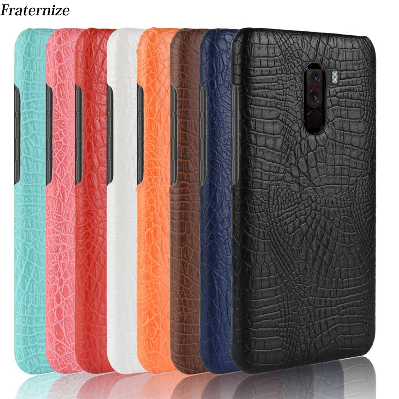 

For Xiaomi Pocophone F1 Luxury Vintage Crocodile Leather Case Shockproof Protective Hard Back Cover For Poco F1 case coque Capa