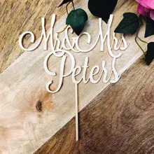 Персонализированные Mr& Mrs фамилия на заказ свадебные топперы на свадебный торт помолвка деревянный для торта Топпер вечерние украшения