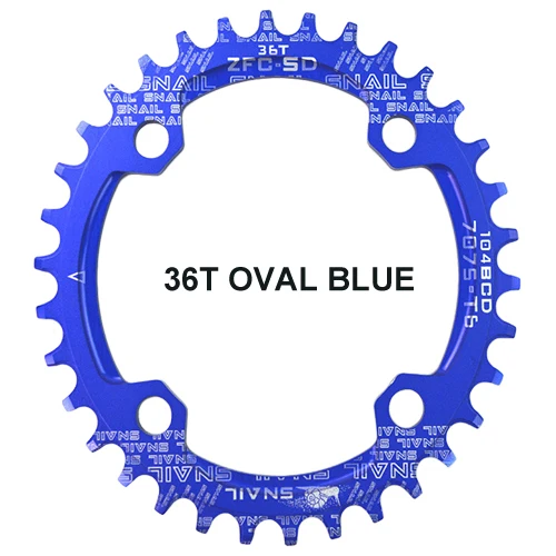 Улитка 104BCD 32 T/34 T/36 T овальная Звездочка Сверхлегкая A7075-T651 цепное колесо MTB дорожный велосипед Plate зубная пластина - Цвет: 36T Blue OVal