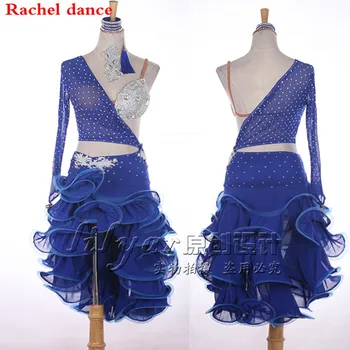 

2017 Tassel Latin Dance Dress Women Top Shoulder Style Long Sleeves Salsa Tango Rumba Flamengo Latin Dance Competition Costumes