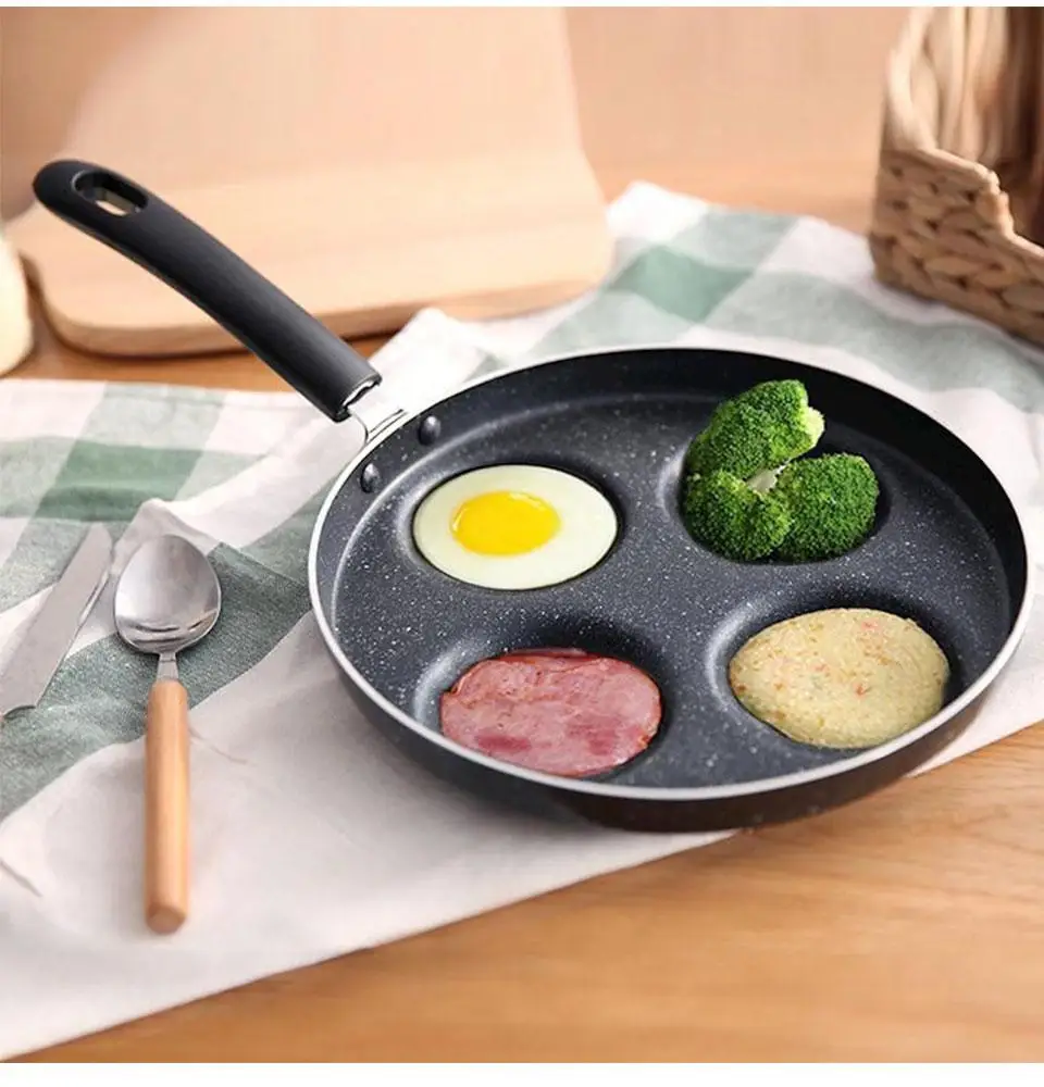 

Four-hole Omelet Pan For Eggs Ham PanCake Maker Frying Pans Creative Non-stick No Oil-smoke Breakfast Grill Pan Cooking Pot