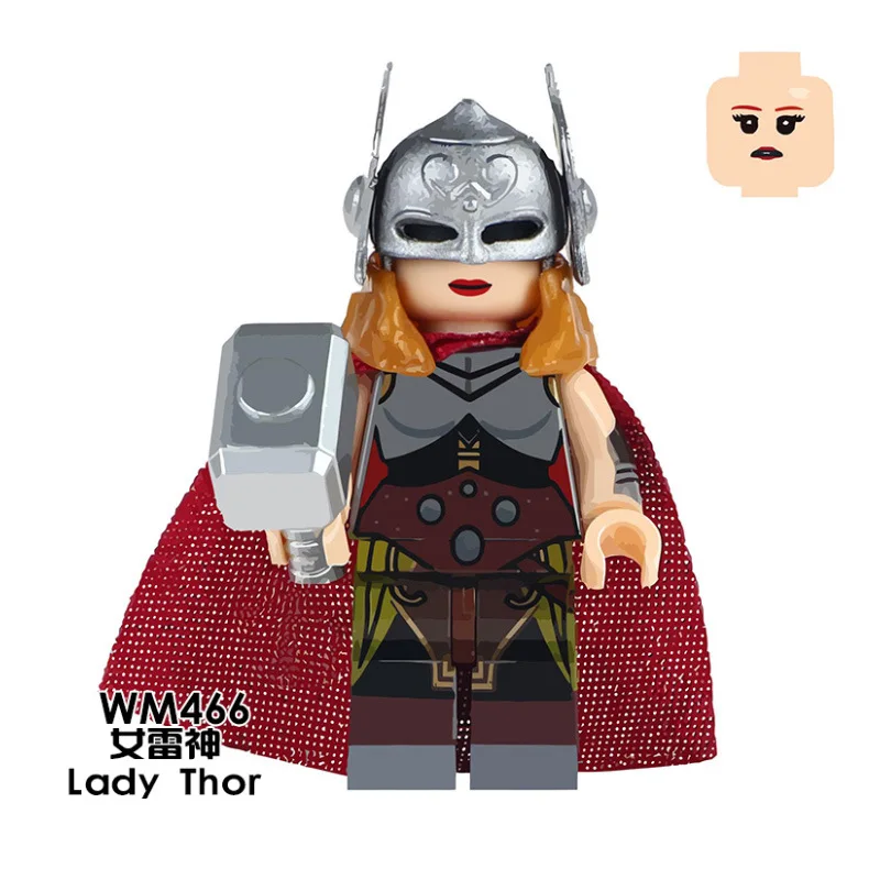 

Single Sale WM466 Lady Thor Action Figures Legoing Super Heroes Marvel Avengers Building Blocks Toys For Children Birthday Gifts