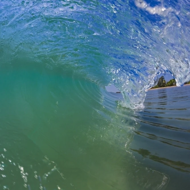 A wave curls into the beach in the Indian Ocean; Sri Lanka Poster Print (38 x 24)