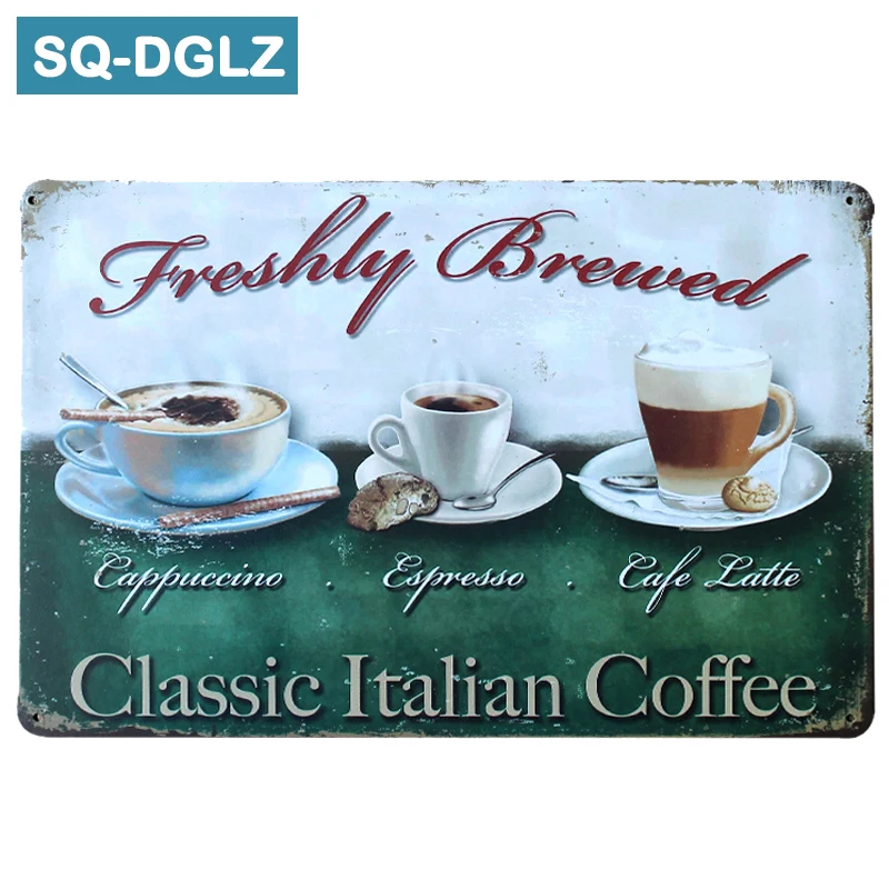 

[SQ-DGLZ]Hot Classic Italian Coffee Metal Sign Vintage Metal Plates Cafe Pub Club Home Wall Decor Tin Signs Retro Plaque