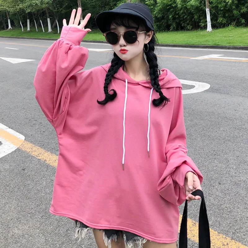 Streetwear Kawaii Oversized Hoodie 2018 Autumn Korean Pink Pullover