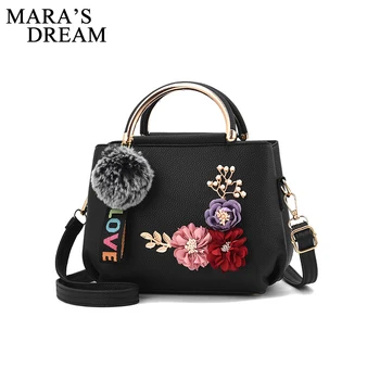 

Mara's Dream Women Fashion Shoulder Applique Flowers Bag PU Leather Small Tote Cute Ladies Purse Messenger Crossbody Bag Handbag