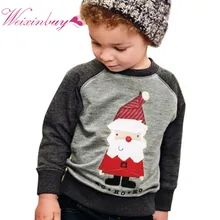 Г. Рождественский свитер для мальчиков хлопковая Футболка для мальчиков, верхняя одежда с Санта Клаусом, От 2 до 7 лет Детская одежда весенне-осенние Топы для мальчиков, футболки, одежда