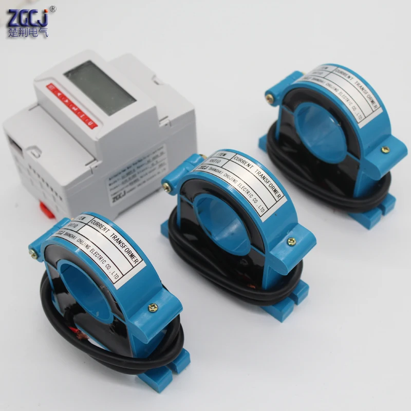 

Din type 3 phase LCD display AC 0-300A ampere meter with 3 pcs Clamp split core CT current transformer