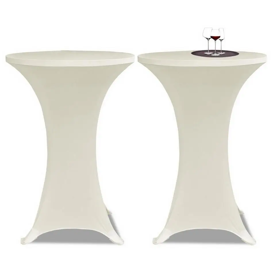 

2Pcs Round Table Stretch Spandex Cover Cloth For High Table Bar Highboy 4 Colors Solid High Quality Cocktail Tablecloth