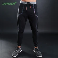 LANTECH Длинные мужские брюки Jogger Фитнес упражнения эластичные узкие брюки модные повседневные Карманные молнии для мужчин