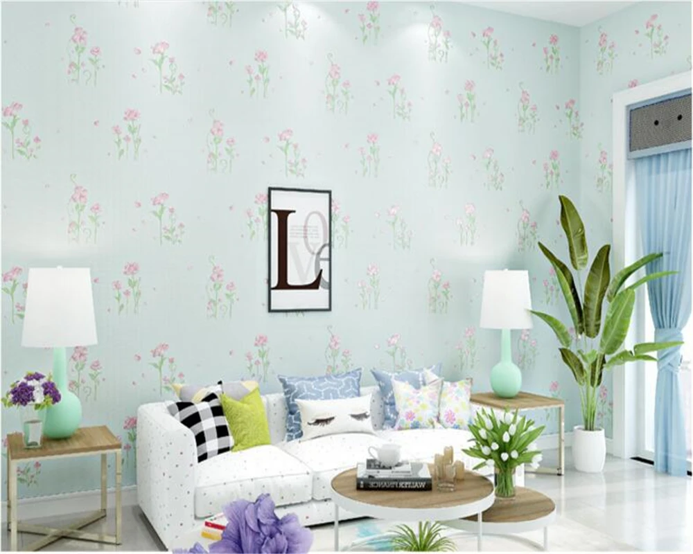 beibehang papel de parede Pastoral Nonwovens Wallpaper Stamped Embossed Romantic Clear Floral Living Room Background Wall tapety beibehang new italian pastoral large nonwovens wallpapers living room bedroom background wallpaper housekeeping
