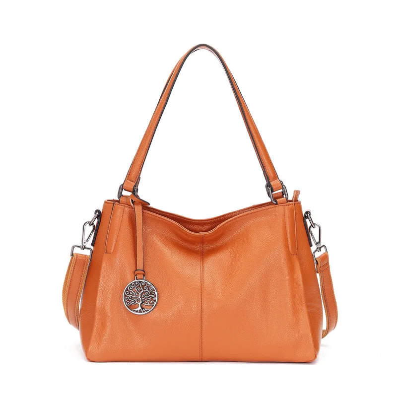 

DANJUE Genuine Leather Handbags Big WoMen Bag High Quality casual Shoulder Bag Brown Tote Shoulder Bag Ladies Cowskin