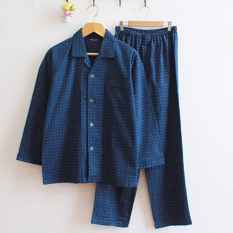 

100% Cotton Long Sleeve Pijamas Men Plaid Pajamas Casual Sleepwear Hombre 2 Piece Suit Pyjama Homme Winter Pajama Sets