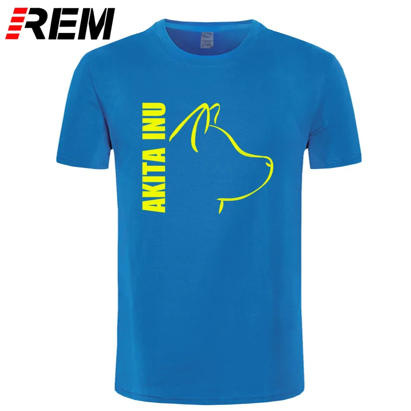 Akita Inu Dog мужские футболки отличные футболки мужские с коротким рукавом хлопок Пользовательские Большие размеры летние футболки для подростков - Цвет: blue yellow