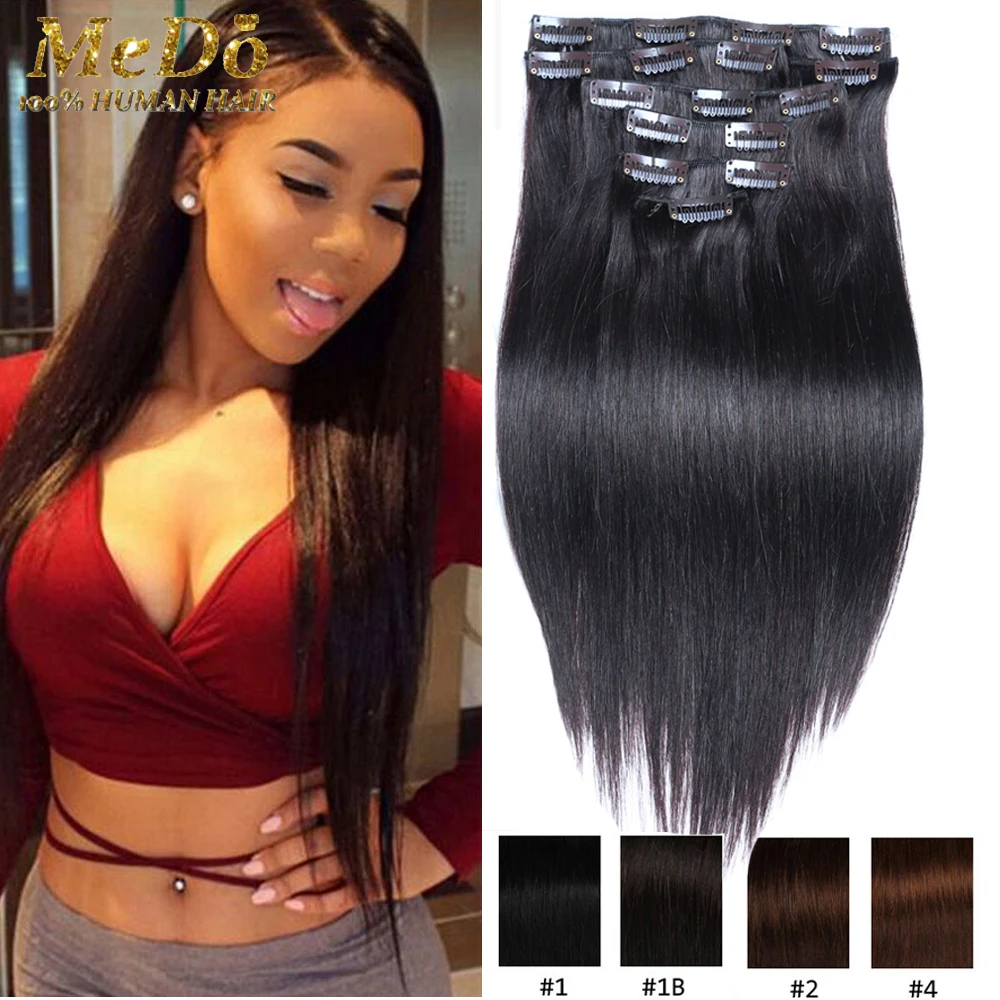 7A Luxury Brazilian Clip In Human Hair Extensions Natural Blends Hair Clip In Human Silky Straight Human Hair Clip In Extensions