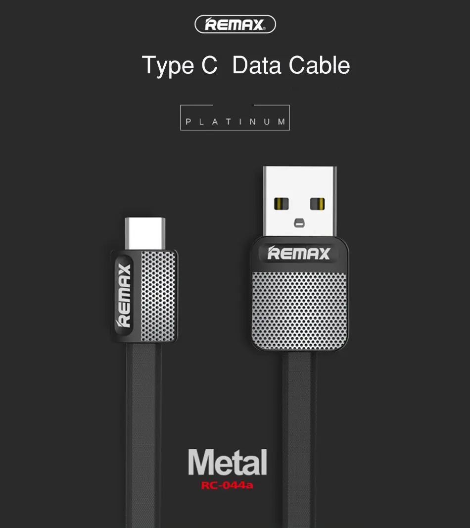 REMAX Тип C USB кабель для передачи данных плоский металлический зарядный кабель 2.1A Прочный USB C быстрая Зарядное устройство для подключения кабеля к кабелю для Xiaomi 4c/samsung S8/htc/mezu