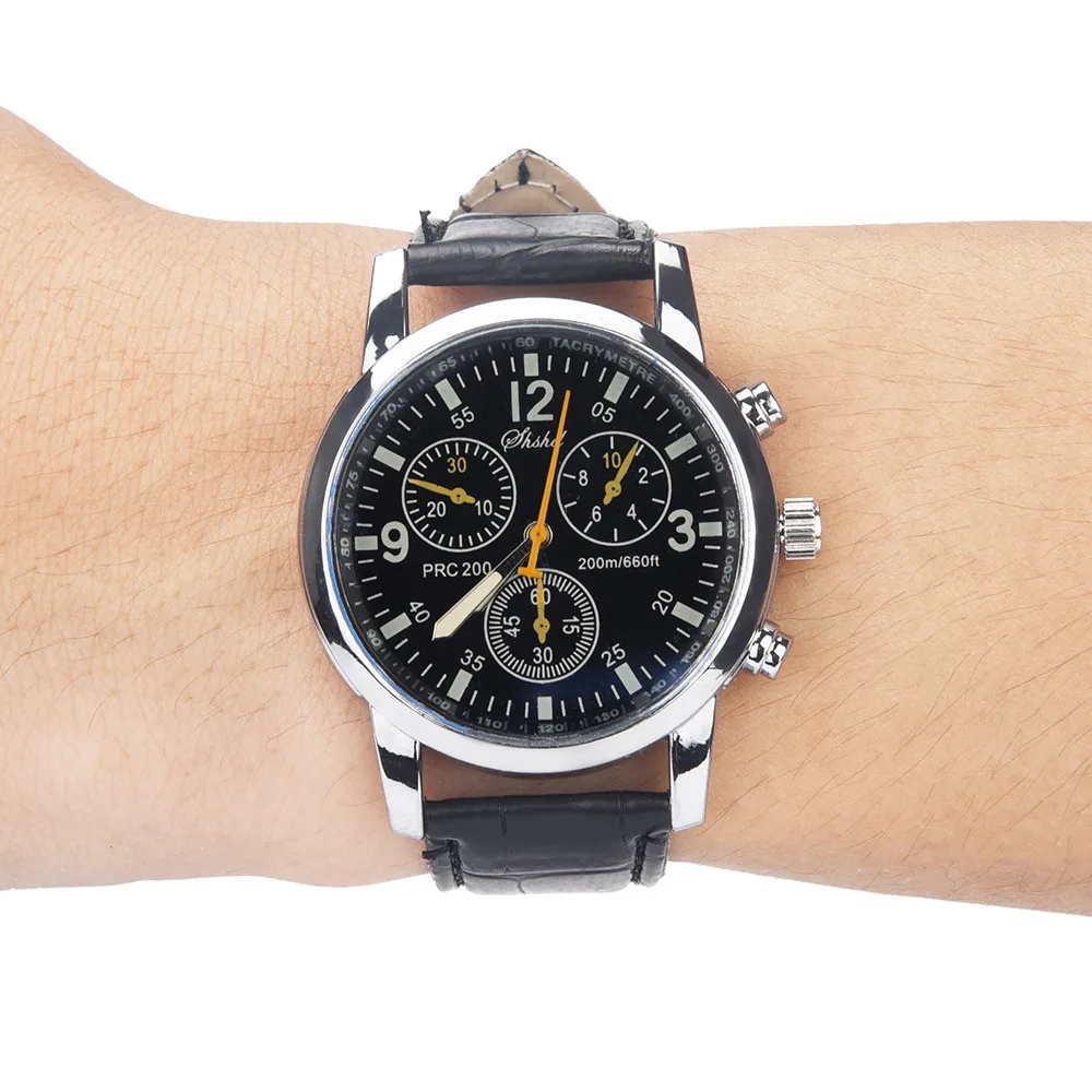 Блю-Рей с каждой стороны стеко нейтральная кварцевые имитирует наручные эпидермальный кожаный ремешок часы Спортивные кварцевые армейские часы Для мужчин прохладно montre homme A40