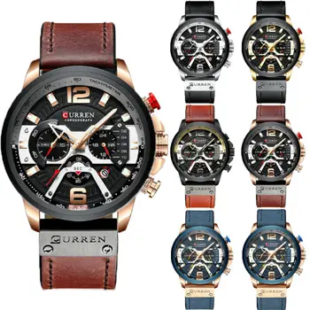 

Hot Sale Men's Watch Wristwatch Sport Military Analog Army Quartz Leather Strap Mens Gift