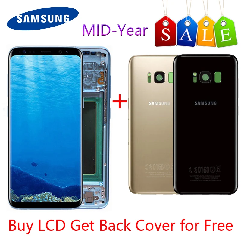 

Super AMOLED For Samsung Galaxy S8 Lcd S8 plus Lcd Display G950 G950F G955fd G955F Burn-in Shadow Screen With Gift S8 Back Cover