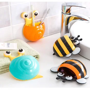 

Cute Bee Snail Bathroom Storage Rack Key Holder Kitchen Hook Vacuum suction cups Storage Box On Wall Door Refrigerator Holder