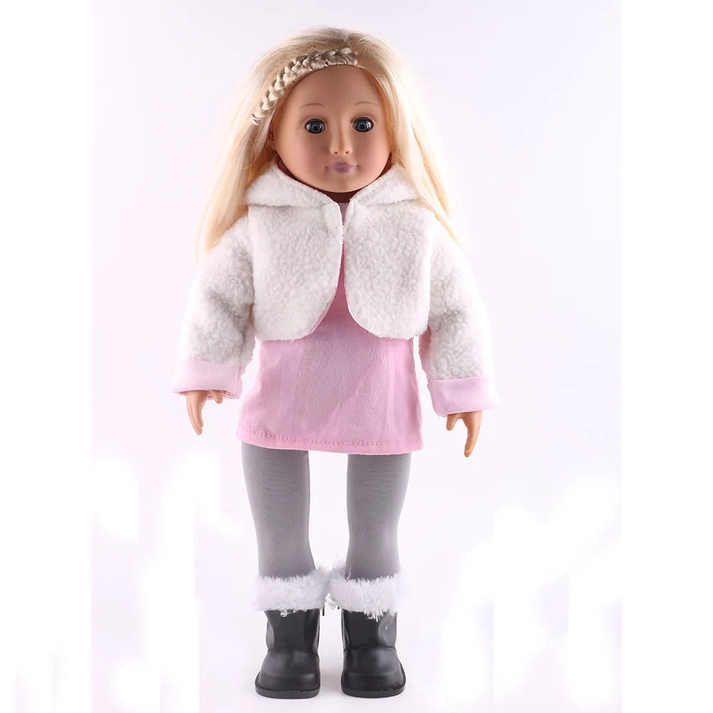 

Kids' Gift Pink Doll Jacket + Pink Top + Gray Leggings for 18 Inch American Dolls