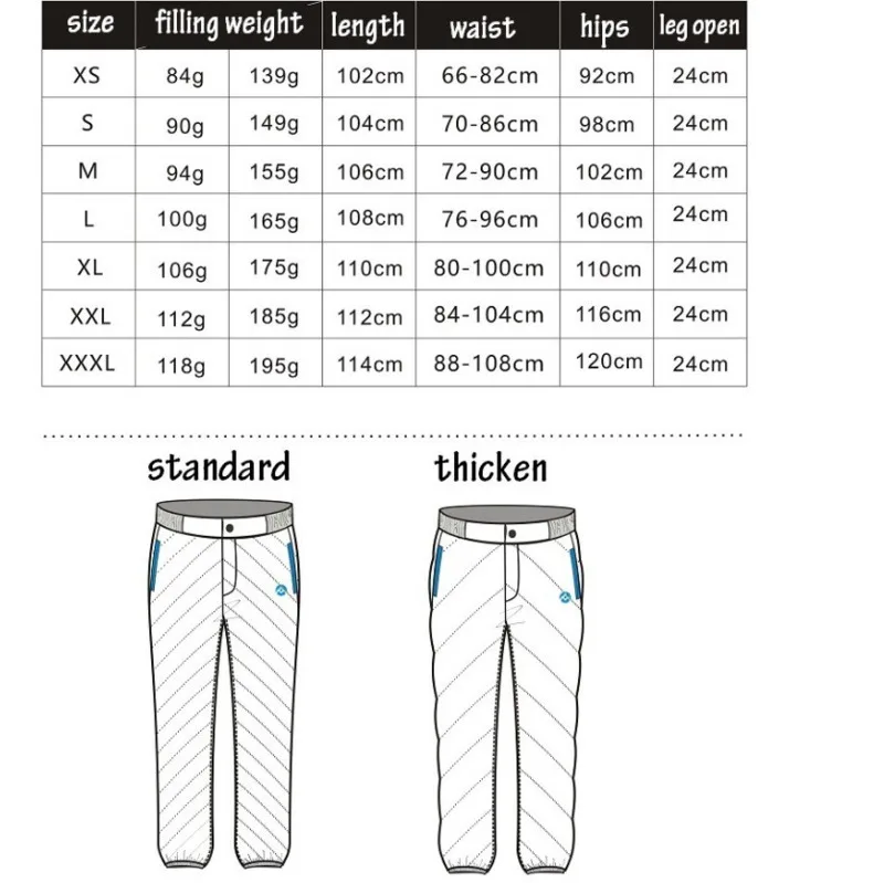 Зимние уличные сверхлегкие пуховые брюки унисекс водонепроницаемые ветрозащитные теплые брюки с гусиным пухом размера плюс походные брюки X9110