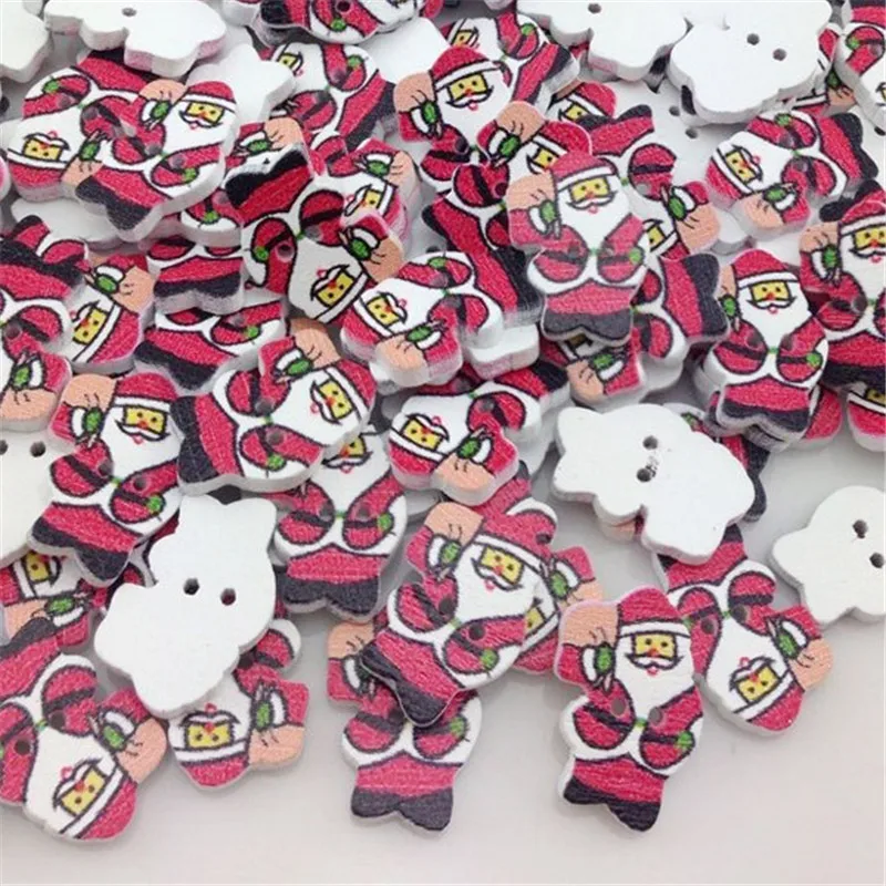

Free Shipping 100PCS Christmas Santa Claus Pattern Painting Wood Buttons 13x20mm WB24