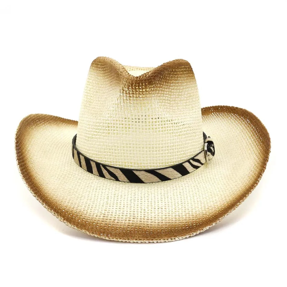 Cowboy Man Sun Hat Summer Straw Panama Casual Beach Wide Brim Outdoor Cap Accessory (14)