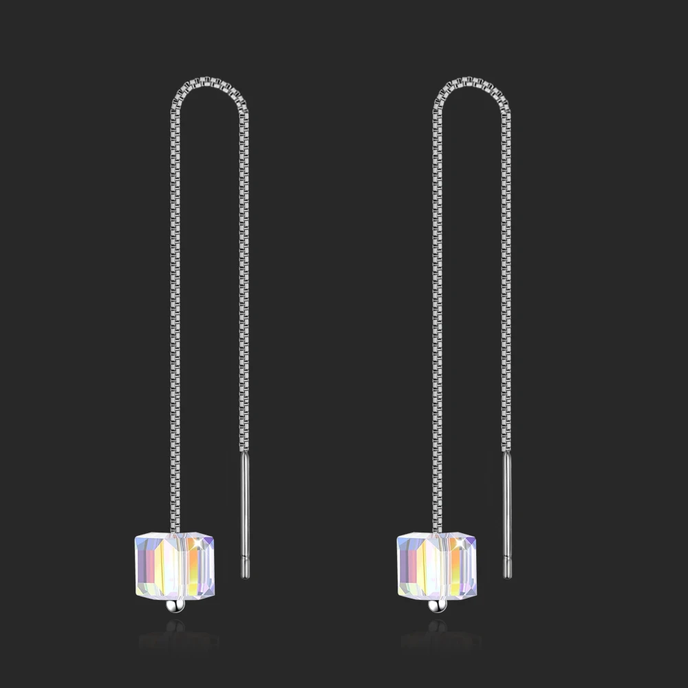 

2018 simple Design square stone drop earrings with crystal from swarovski and silver pin for Christmas gift bijoux wholesale