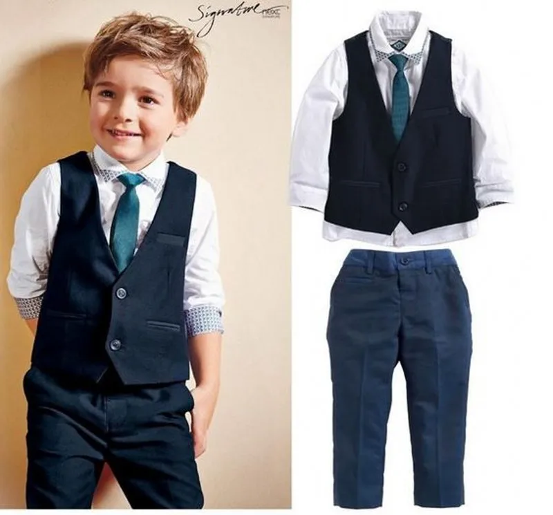 

2019 Boys' Slim Fit 2 Button Black Vest & Pants Wedding Occasion Custom Made Suits Best Choice For Boys(Vest+Pants)