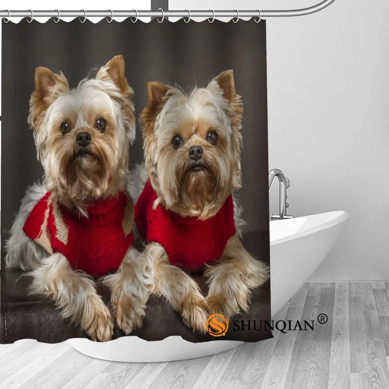 

ShunQian Custom Yorkshire Terrier New Popular Hot Sale Shower Curtain Bathroom Waterproof For Yourself Bath Curtain Gift