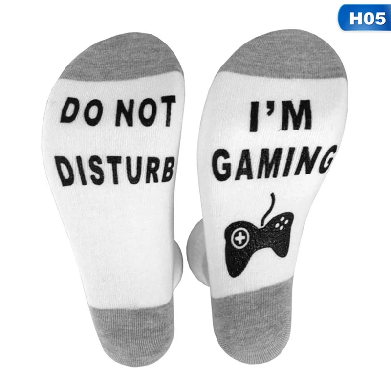 Забавные унисекс для женщин мужчин Хлопковые носки не беспокоить I'm Gaming Новинка с принтом букв носки Творческий подарок для любителей игр - Цвет: H05