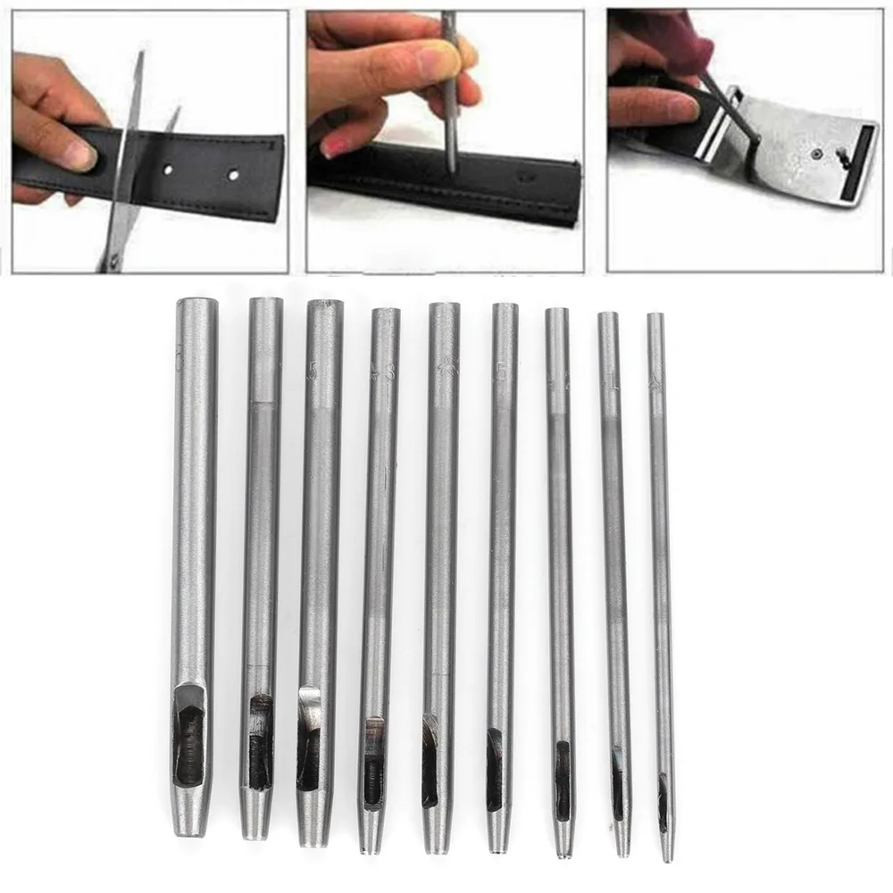thumbnail image 2 of OWDEN 9Pcs Leather Hole Punch Set Leathercraft Belt Hole Punch Canvas 2 of 14